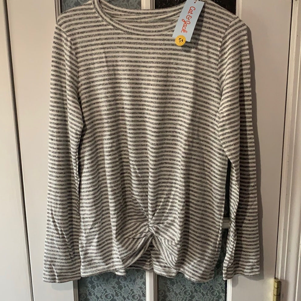 GIRLS LS KNOTTED LIGHTWEIGHT SWEATER TOP
